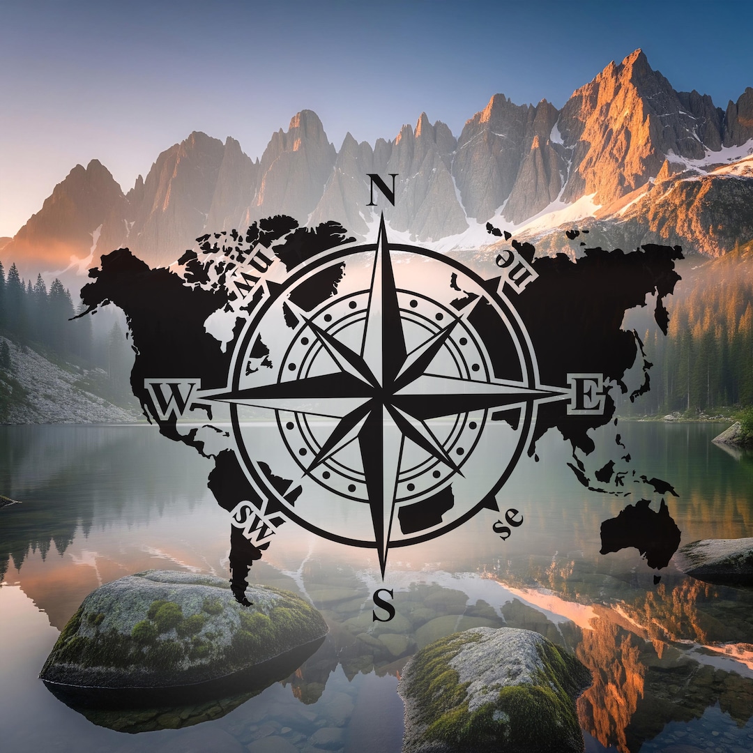 World Map Compass Decal - Vinyl Decal for Your Van, Camper or Caravan ...