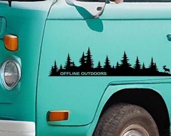 Forest and Moose Camper Sticker - Vinyl decals for your van, camper or caravan