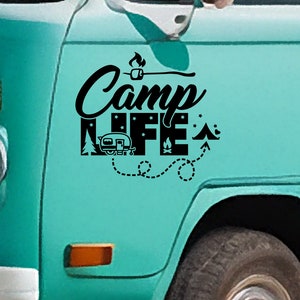 Camp Life-vinylsticker - Vinylsticker voor je busje, camper, caravan, boot en meer