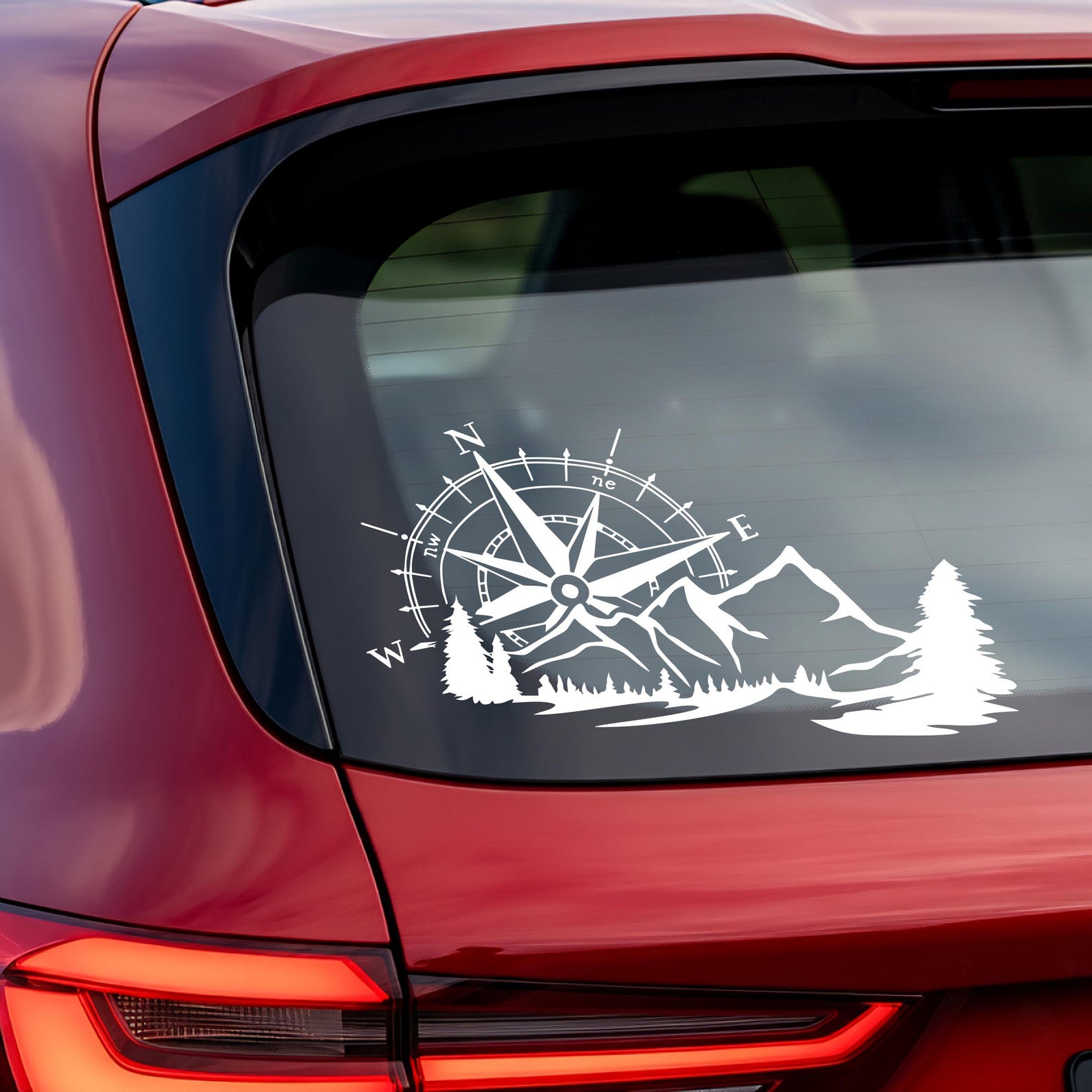 Compass in the Mountains Reflective Decal, Very Nice Reflective Sticker ...