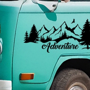 Vinylsticker Adventure Mountain - Vinylsticker voor je busje, camper, caravan, boot en meer