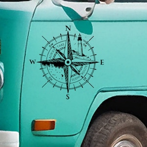 Sticker kompas en vuurtoren van kwaliteitsfolie - Vinylstickers voor uw bestelwagen, camper, caravan, boot en meer