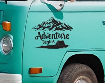 Adventure Begins vinyl decal for your camper, car or caravan