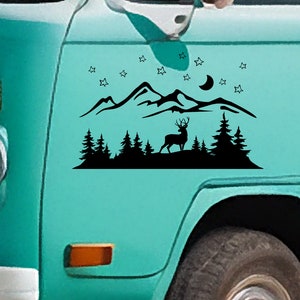 Herten in het bos Vinyl Decal - Vinyl sticker voor uw busje, camper, camper, boot en meer