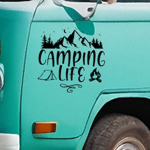 Camping Life Vinyl Sticker - Vinylsticker voor uw busje, camper, caravan, boot en meer