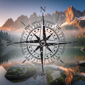 Vinylsticker kompas: sticker busje, camper, camper, boot