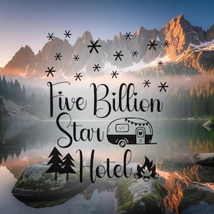 Calcomanía de vinilo de hotel de cinco mil millones de estrellas: calcomanía de vinilo para su autocaravana, caravana y más