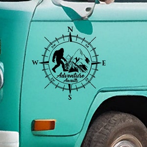 Kompass und Bigfoot Camper Aufkleber, Camper Aufkleber, Kompass und Camper Aufkleber, Kompass und Bigfoot Aufkleber
