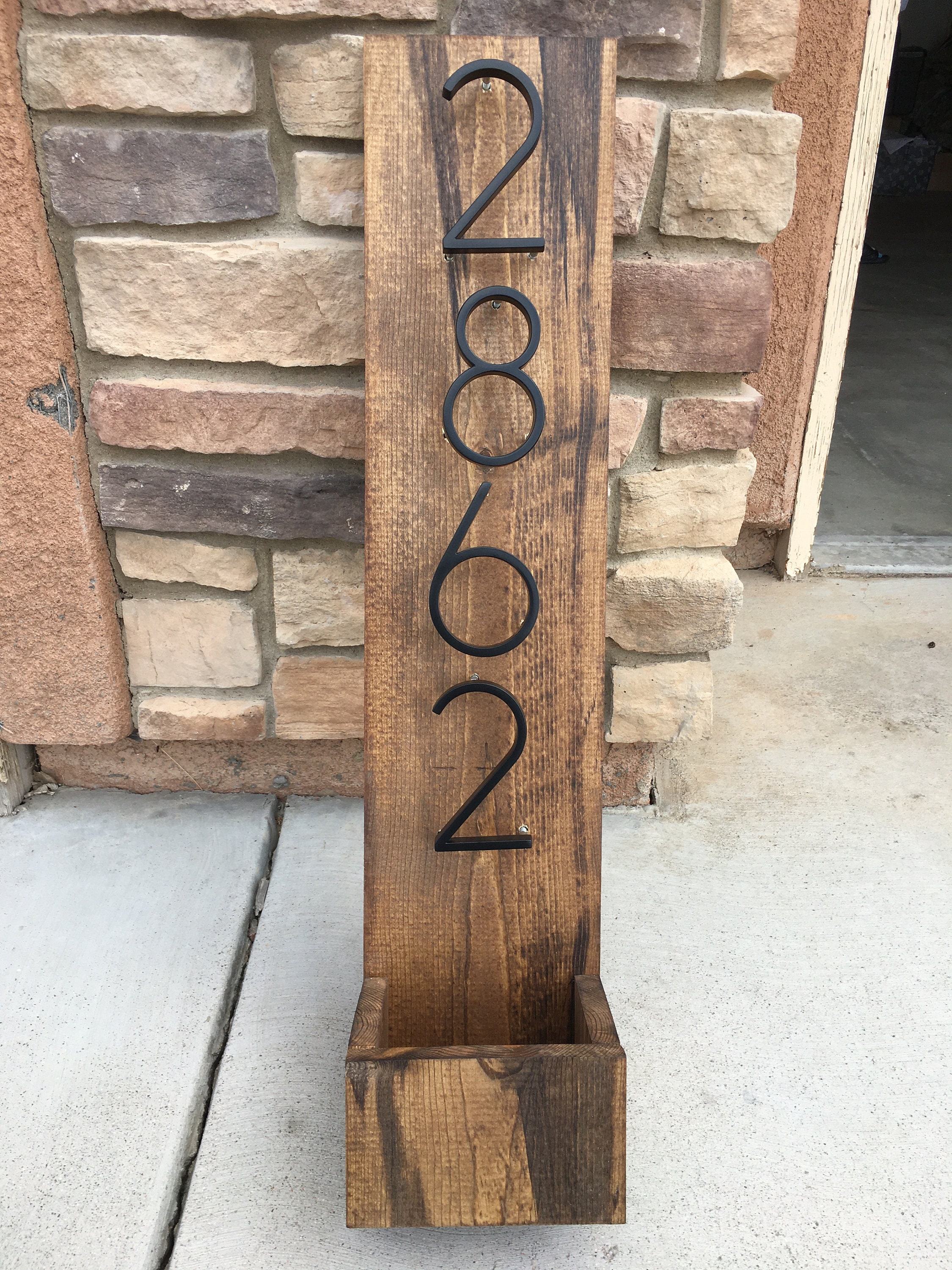 Address Sign with Planter Box Planter Address Sign Vertical Etsy