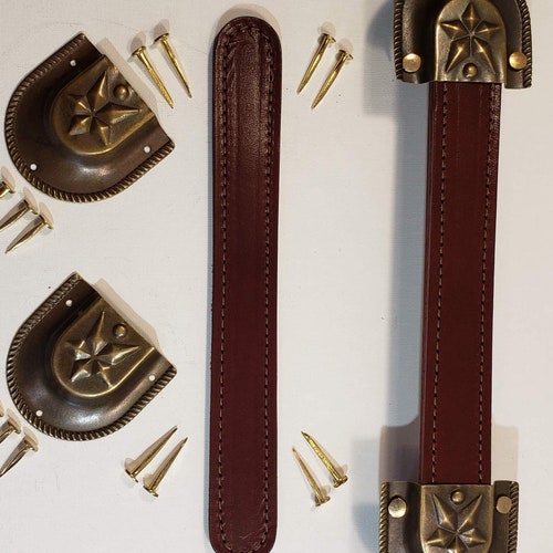 Antique Trunk Handle Kit Loop Style Leather Trunks Handles Etsy