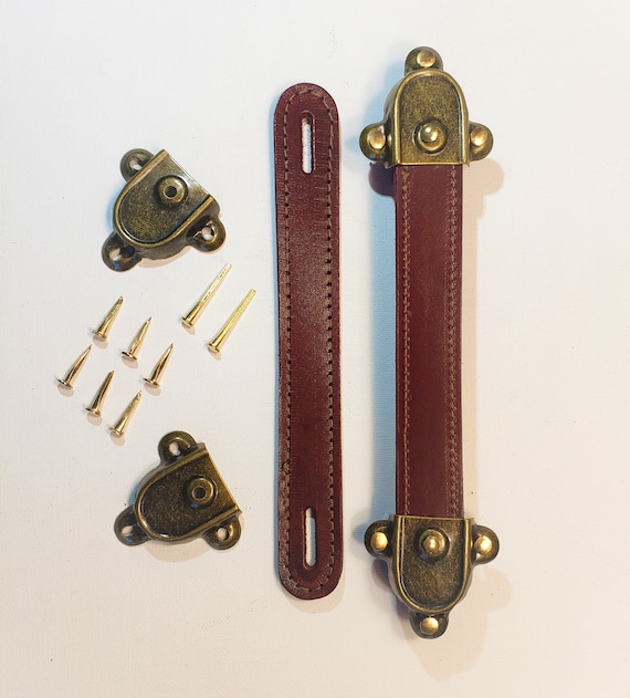 Antique Trunk Handle Kit Antique Brass Three Ear Cap Leather Trunk Handles Nails All Free Shipping Etsy