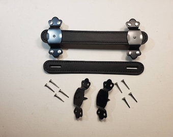 Antique Trunk Handle Kit Black Loop Style, Leather Trunk Handles, Nails all Free Shipping