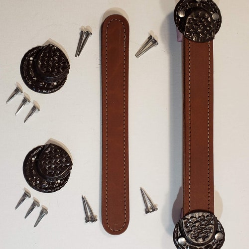 Antique Trunk Handle Kit Loop Style Leather Trunks Handles Etsy