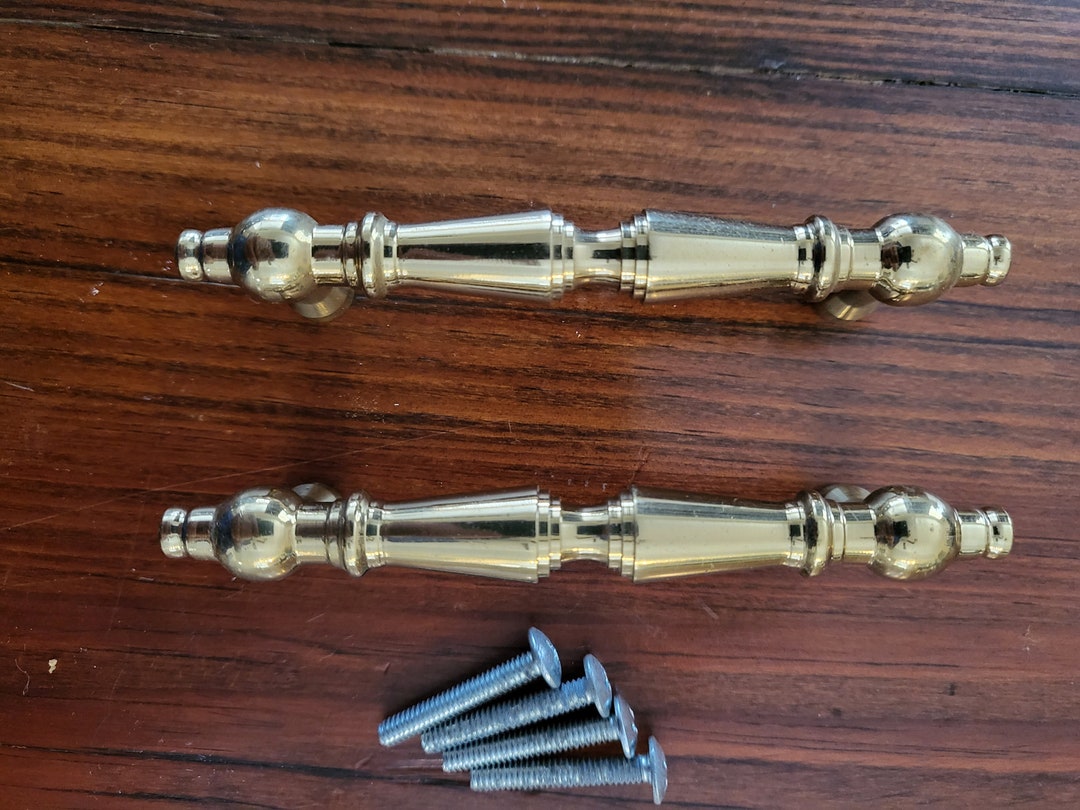 Vintage Solid Brass Pull Handles Etsy