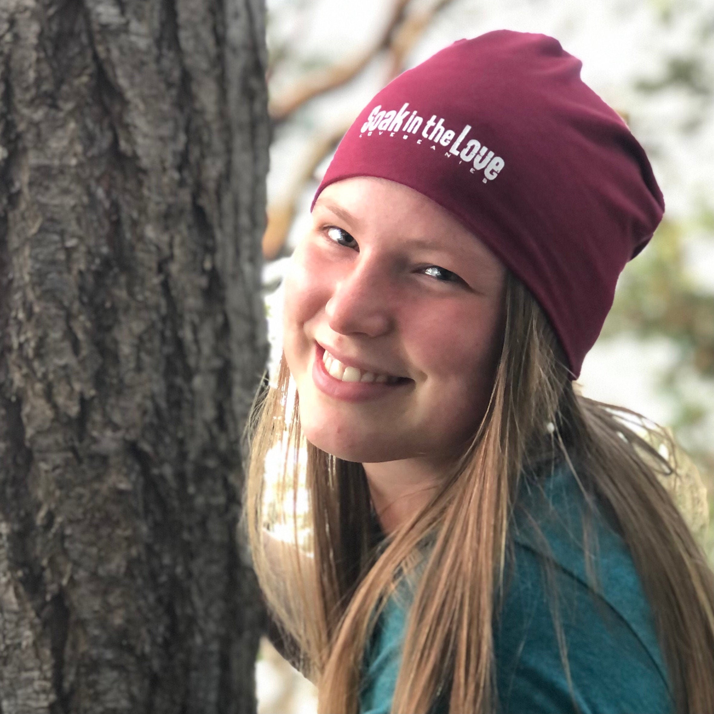 Mens/womens Beanie Maroon Soak in the 