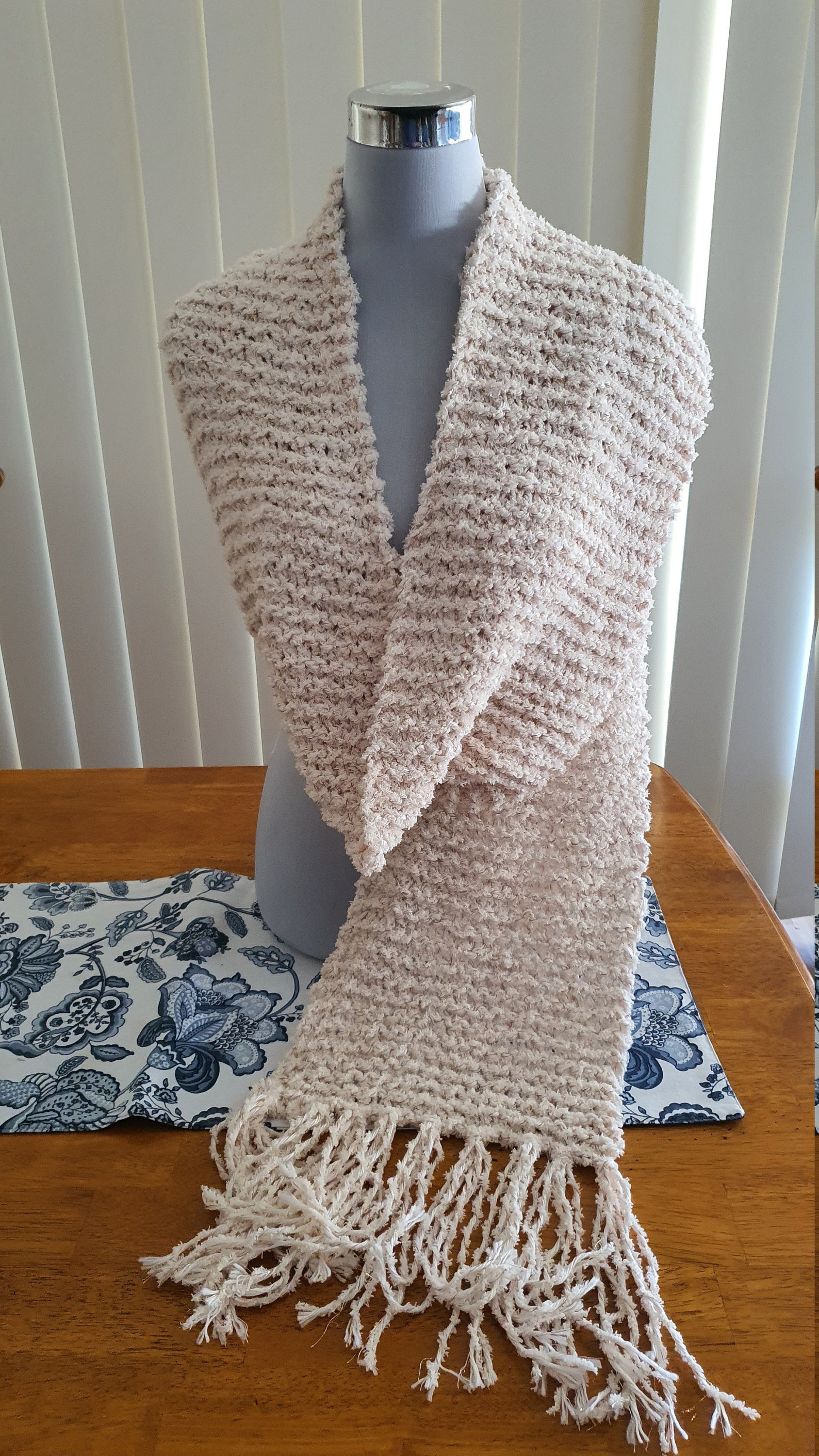 Knitted Soft Cream acrylic Scarf Etsy
