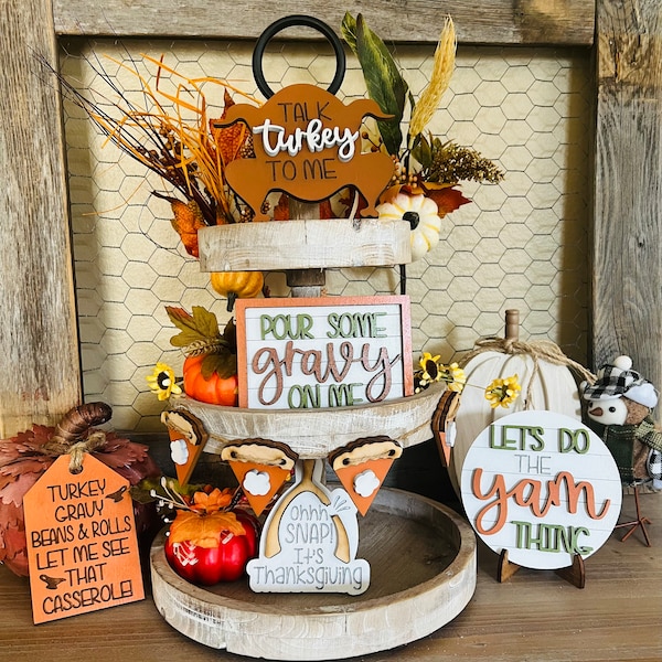 Fall Tier Tray decor, Thanksgiving tier tray decor, Fall signs for Tier Tray, Mini 3D signs, Fall Decor,Farmhouse Tier Tray decor, Autumn