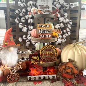 Fall Tier Tray Decor, Thanksgiving Mini 3D Signs (7 Piece Set)