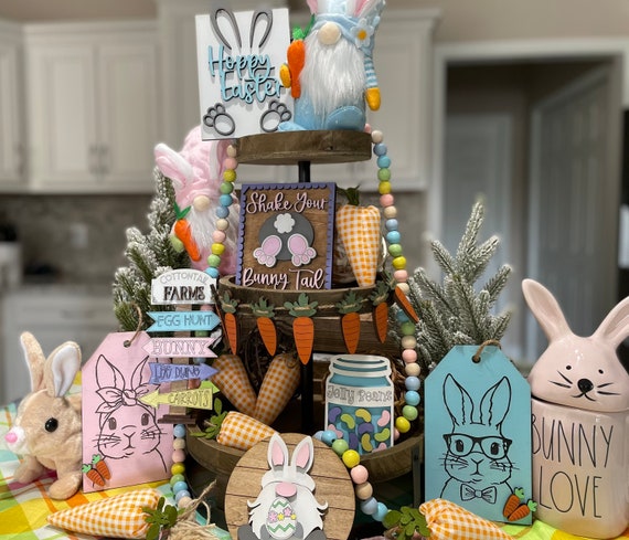 Easter Decor / Easter Signs / Easter Bunny / Tiered Tray Decor / Tray Signs  / Tray Decor / Cottontail 