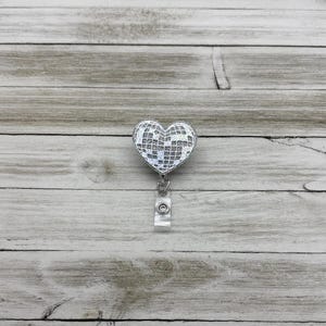Disco Ball Heart Retractable Badge Reel