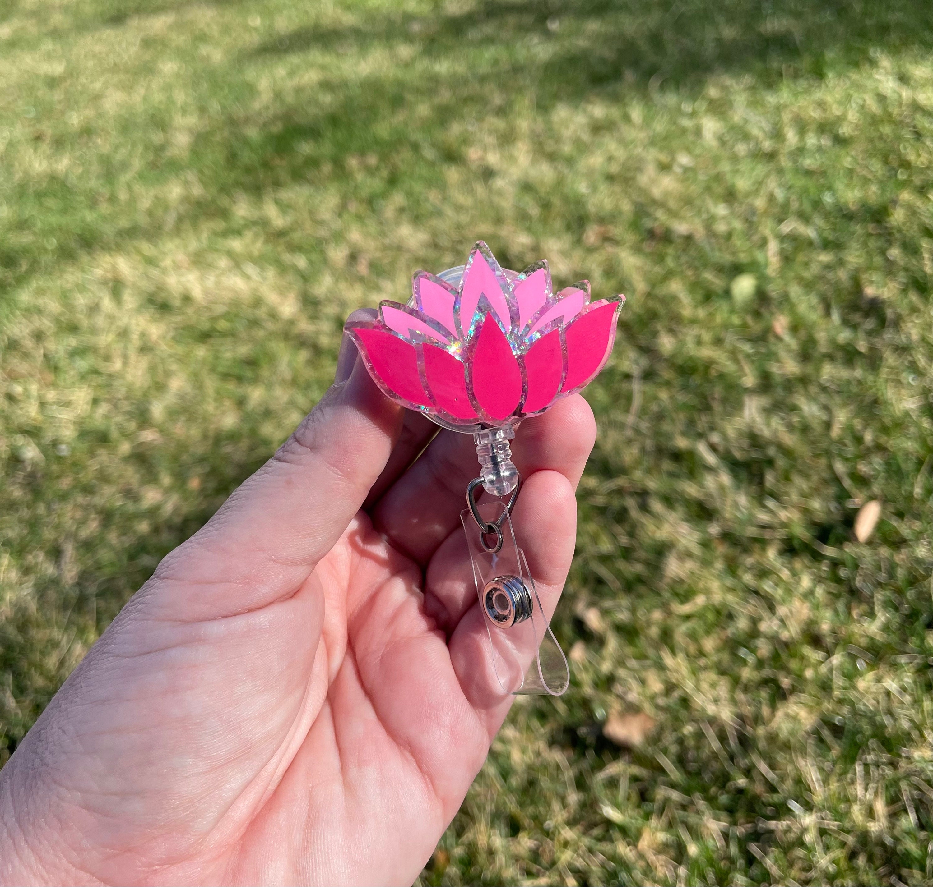 Pink Lotus Retractable Badge Reel -  Canada