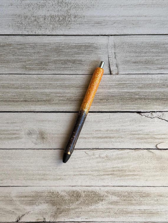 Black With Gold Specks Glitter Pen – Vinyl Wrapped Papermate