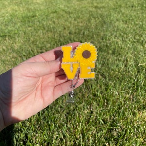 Love Sunflower Retractable Badge Reel