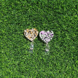 Halloween Glitter Heart Retractable Badge Reel – Acrylic ID Holder | Alligator Clip, Belt Clip, or Lanyard | Spooky Cute Badge