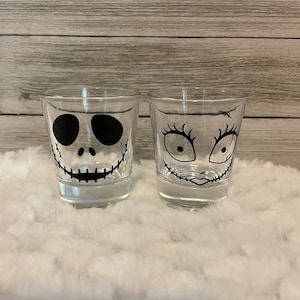 Jack and Sally 1.5oz Heavy Base Shot Glass Set