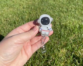 Cute Astronaut Retractable Badge Reel | Outer Space ID Holder