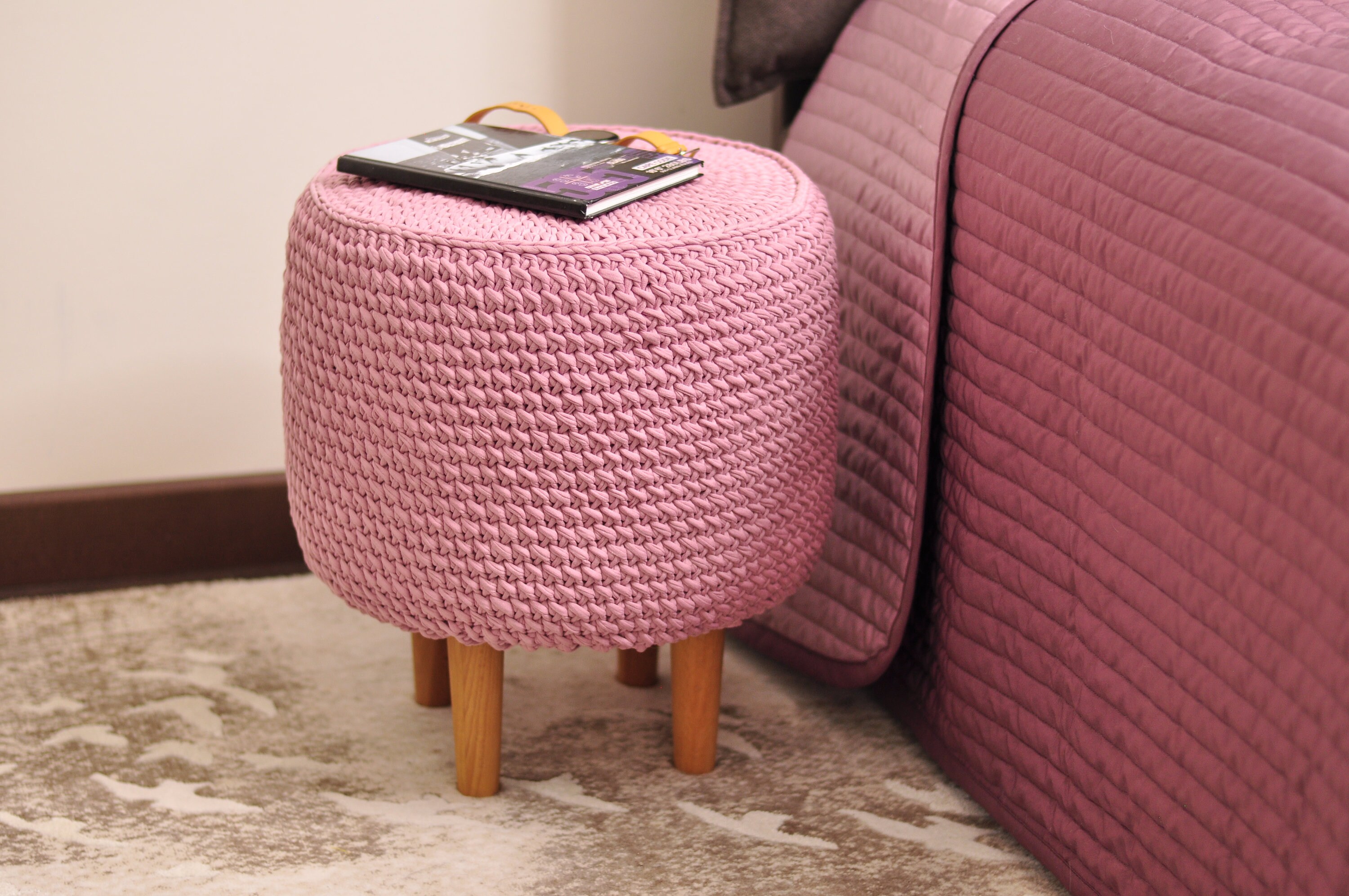 Pouf with legsround poufcrochet poufround coffeetable Etsy
