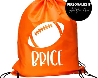 Personalized Football Drawstring Backpack: Custom Cinch Gym Bag