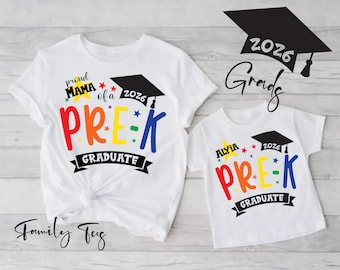 Camisetas familiares de graduación de preescolar, camisetas de graduación a juego, camisetas personalizadas de graduación de preescolar