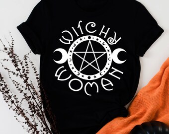 Camiseta de Halloween de mujer bruja: Camiseta gráfica wiccana ocultista