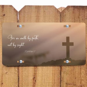 Corinthians Walk by Faith License Plate, Metal Sign, Custom license plate, Personalized plate for bikes  scooter and cars - Custom Made