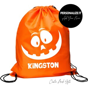 Personalized Halloween Pumpkin Drawstring Bag: Custom Cinch Sack