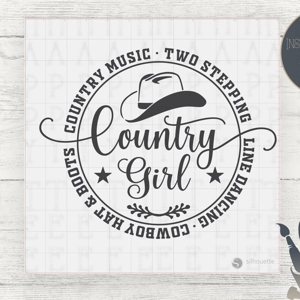 Country Girl SVG | Cowgirl Cowboy boots & Hat | TwoStepping Line Dancing | Cricut Silhouette and Cameo | SVG Instant Download - HappySVGs