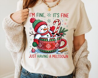 Estoy bien, muñeco de nieve navideño, ¡qué desastre!: Camisetas con temática navideña