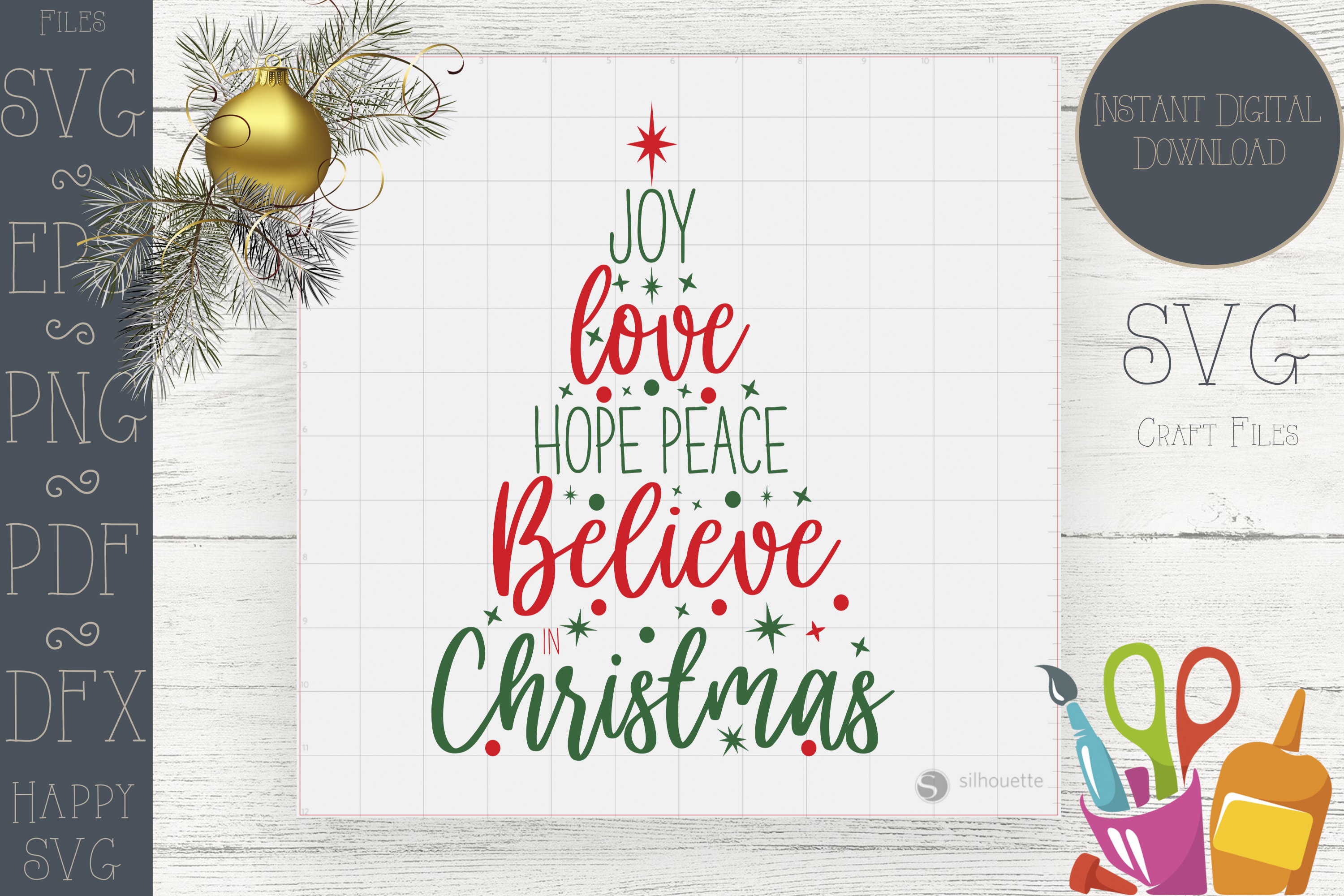 Joy Love Peace Believe Christmas Tree Word Sign Christmas -  Portugal