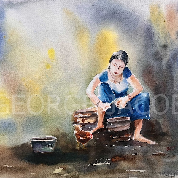 Kerala Village scenery watercolor/ Decorate your home today and bring in the nostalgia. Prints ship worldwide