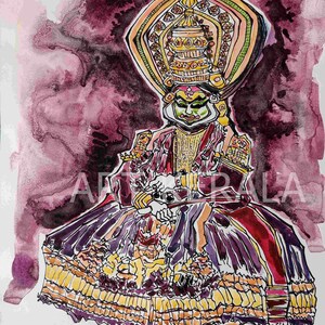 Kathakali watercolor prints/ Kerala folklore art/Indian classical dance print/ Kathak painting/Prints ship worldwide
