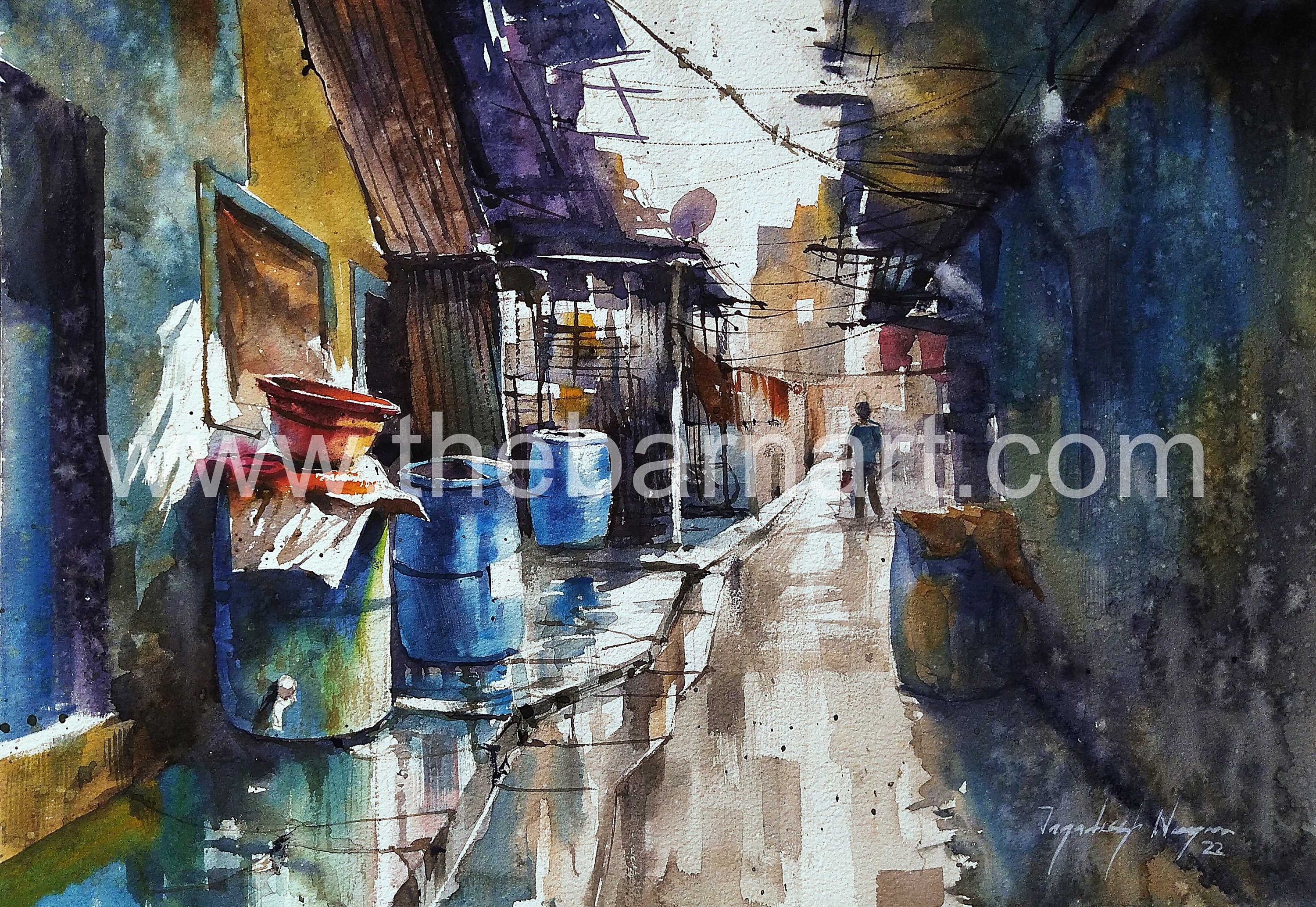 Indian Rustic Scenes Watercolor/indian Sceneries/indian Life/north
