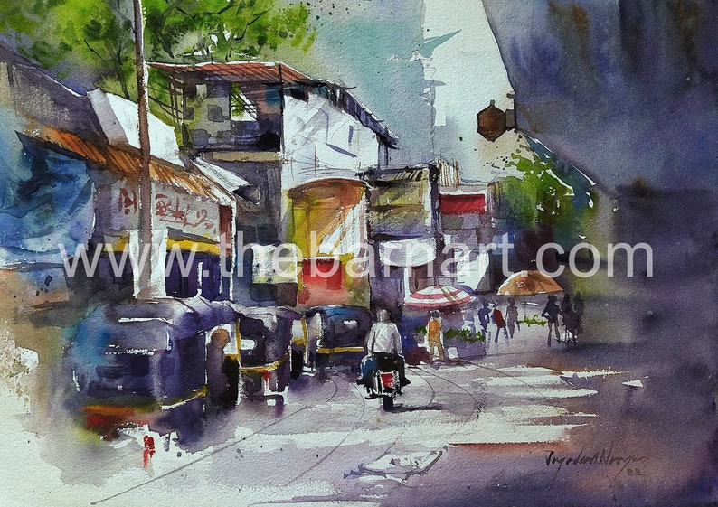 Indian Rustic Scenes Watercolor/indian Sceneries/indian Life/north