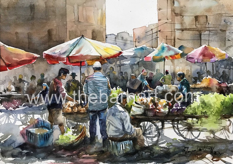 Indian Rustic Scenes Watercolor/indian Sceneries/indian Life/north