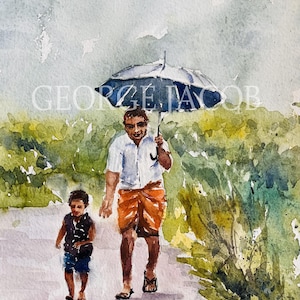 Kerala Rural life watercolor 2