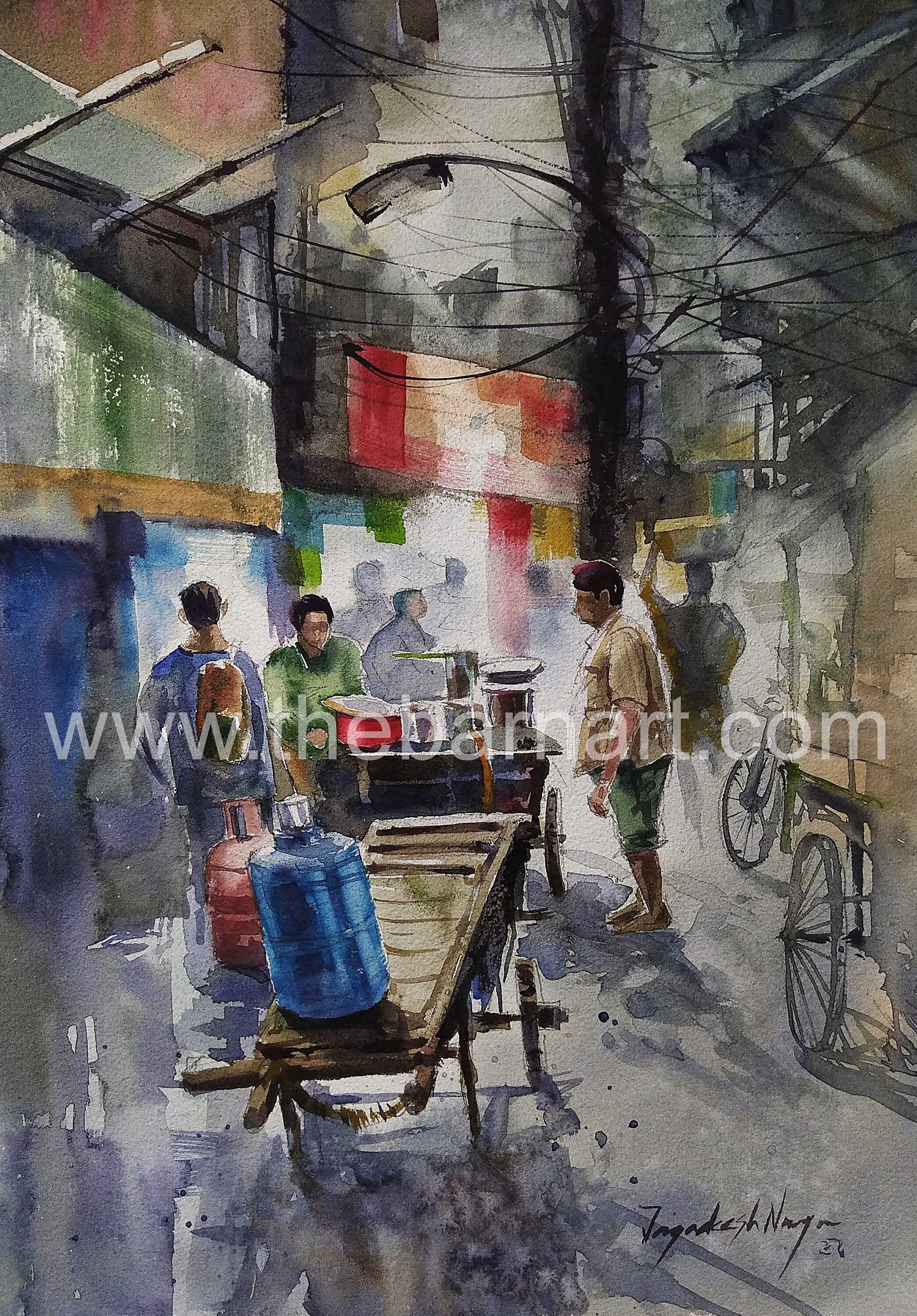 Indian Rustic Scenes Watercolor/indian Sceneries/indian Life/north