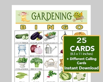 Garten Bingo, Garten Spaß, Senioren Spiel, Rentner Brunch Aktivität, Secret Garden, Digital Download, DRUCKBARE 25 einzigartige Karten