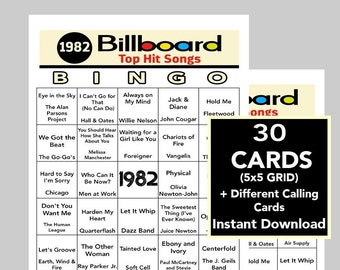 Jeux de fête du 40e anniversaire, né en 1982, jeux imprimables, jeux du 40e anniversaire, jeu de bingo 1982, jeux de 1982, 30 cartes différentes
