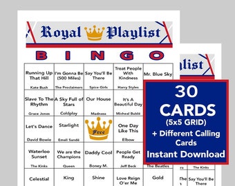 London, England, Royalty, Britain, LONDON Bingo, Coronation Playlist, Digital Download, PRINTABLE, 30 Different Cards, Spotify Playlist