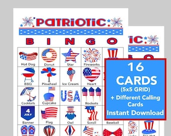 Patriotic Bingo Cards: 4th of July Party Game (Digital Download)
